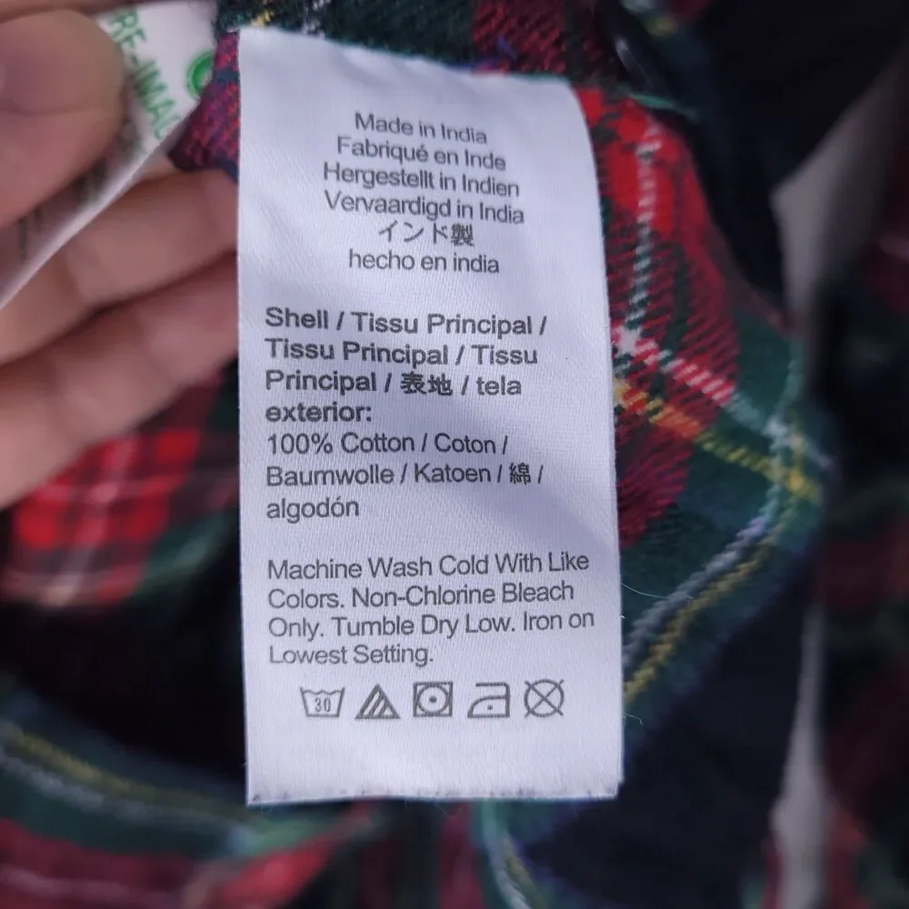 J Crew Flannel Shirt Mens Medium Plaid Red, Green Mid Weight Double Brushed